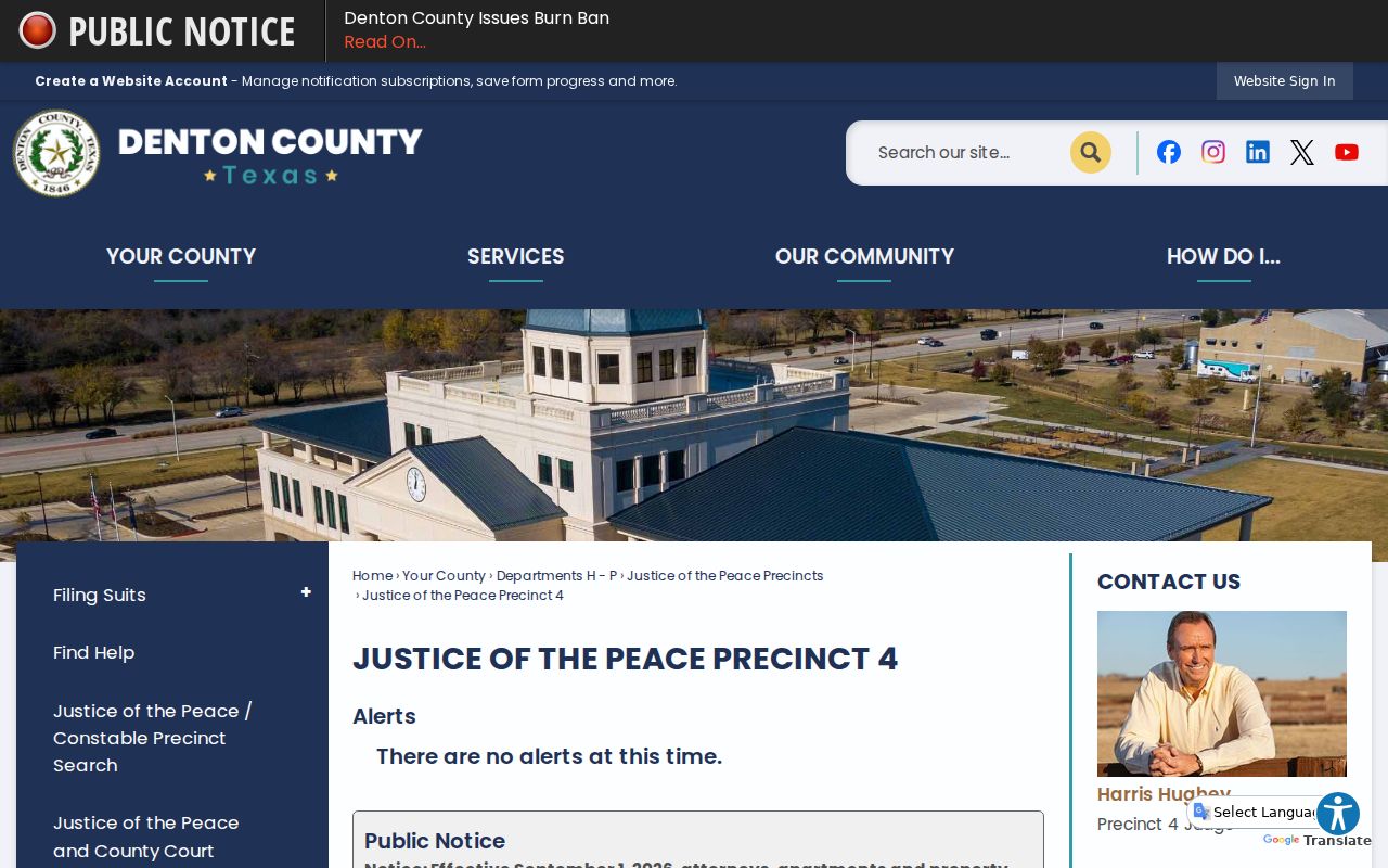 Denton County bench warrant payment and pay-plan information from JP4