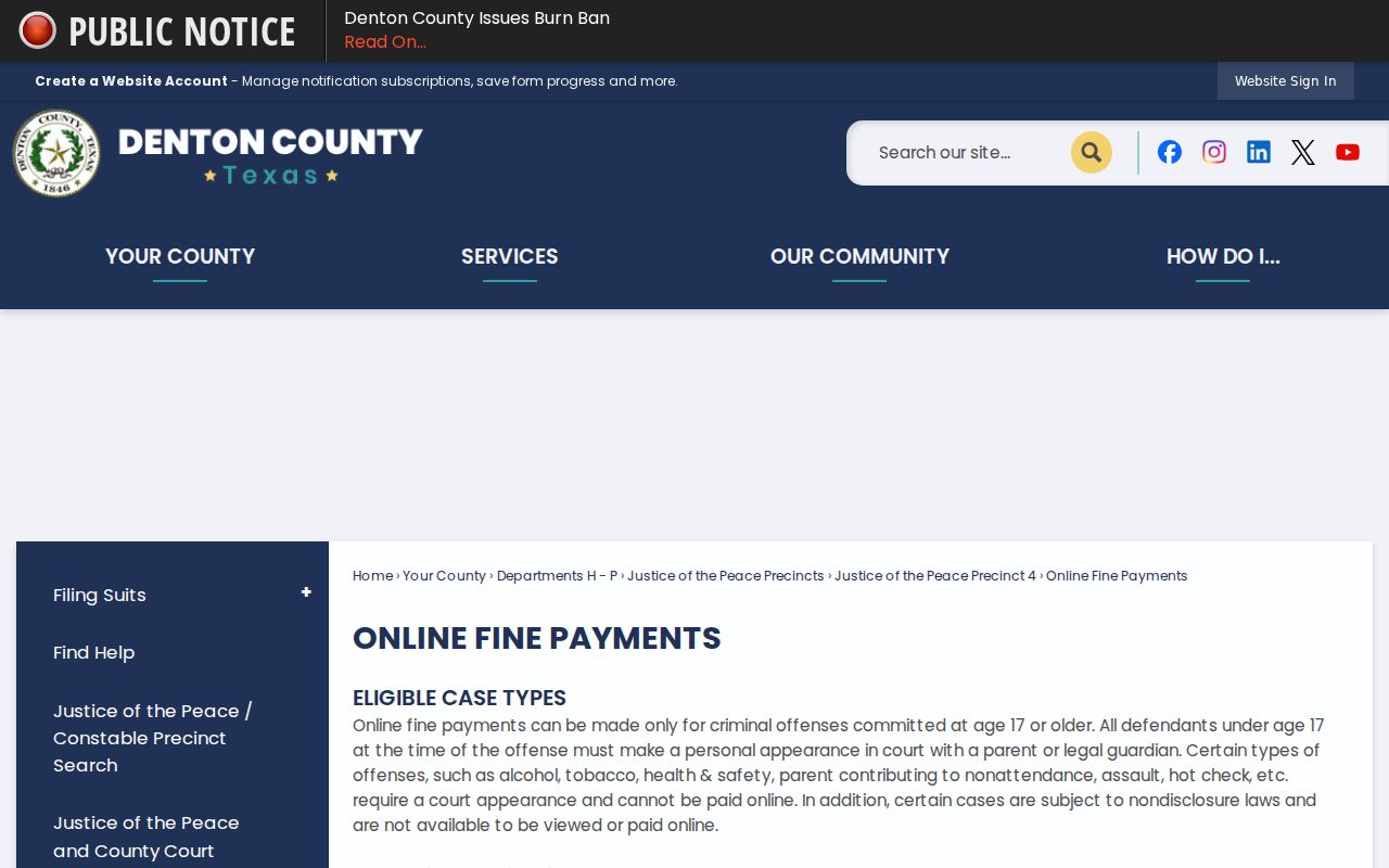 Denton County active warrant payment and clearance timing notice for JP4