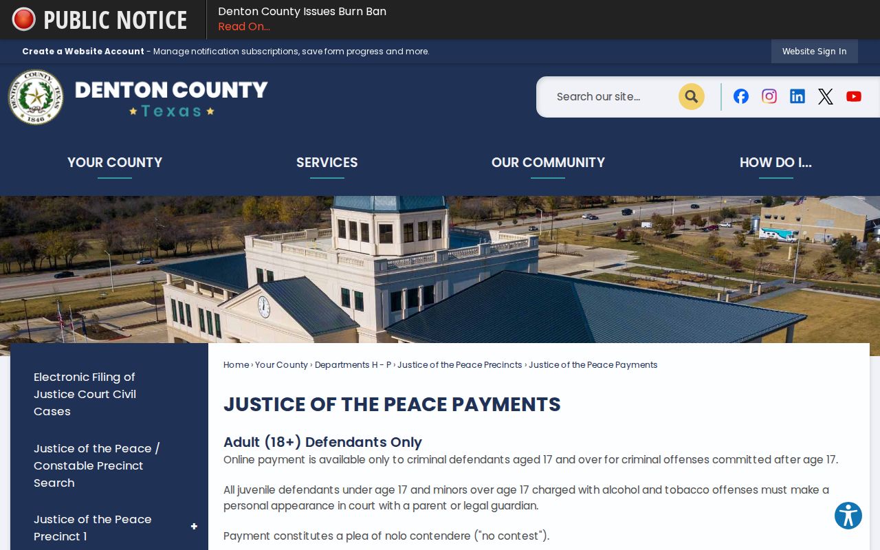 Denton County traffic warrant payment identifiers and processing notice