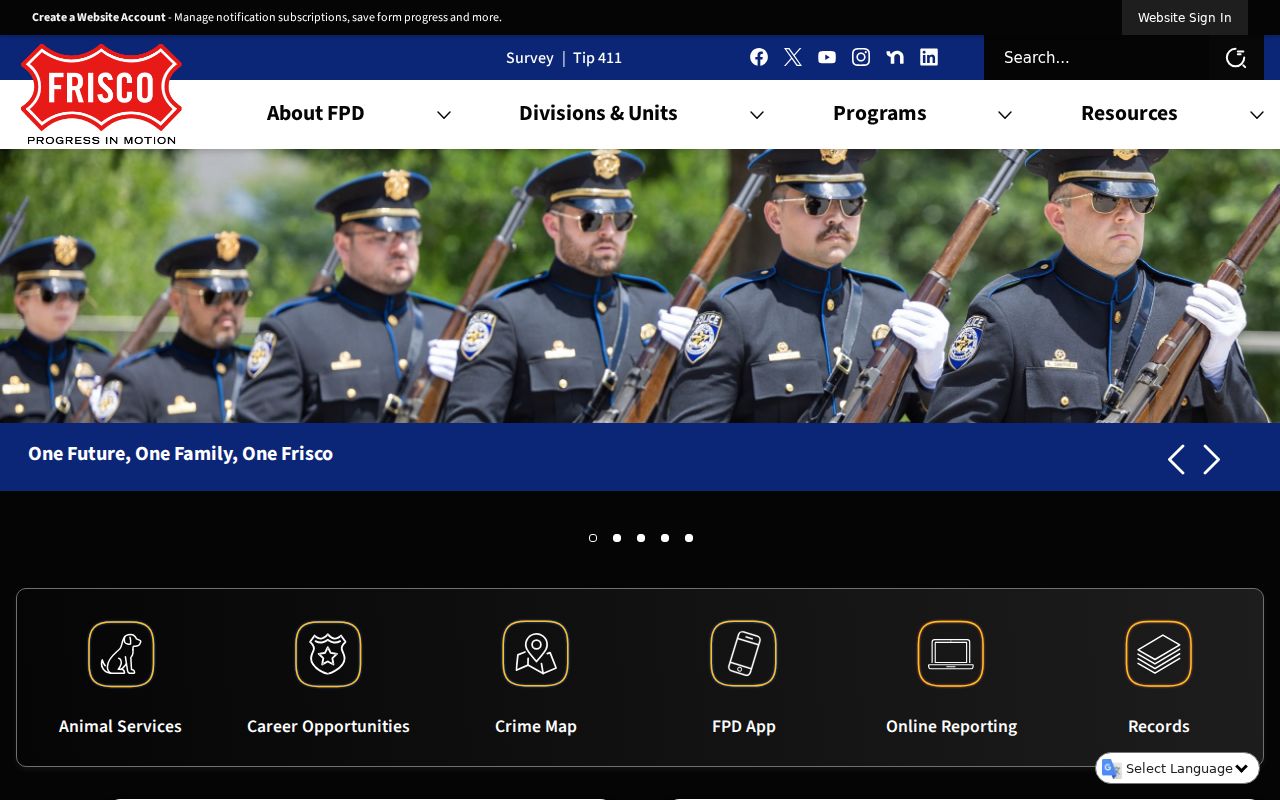 Frisco Police Department official contact page