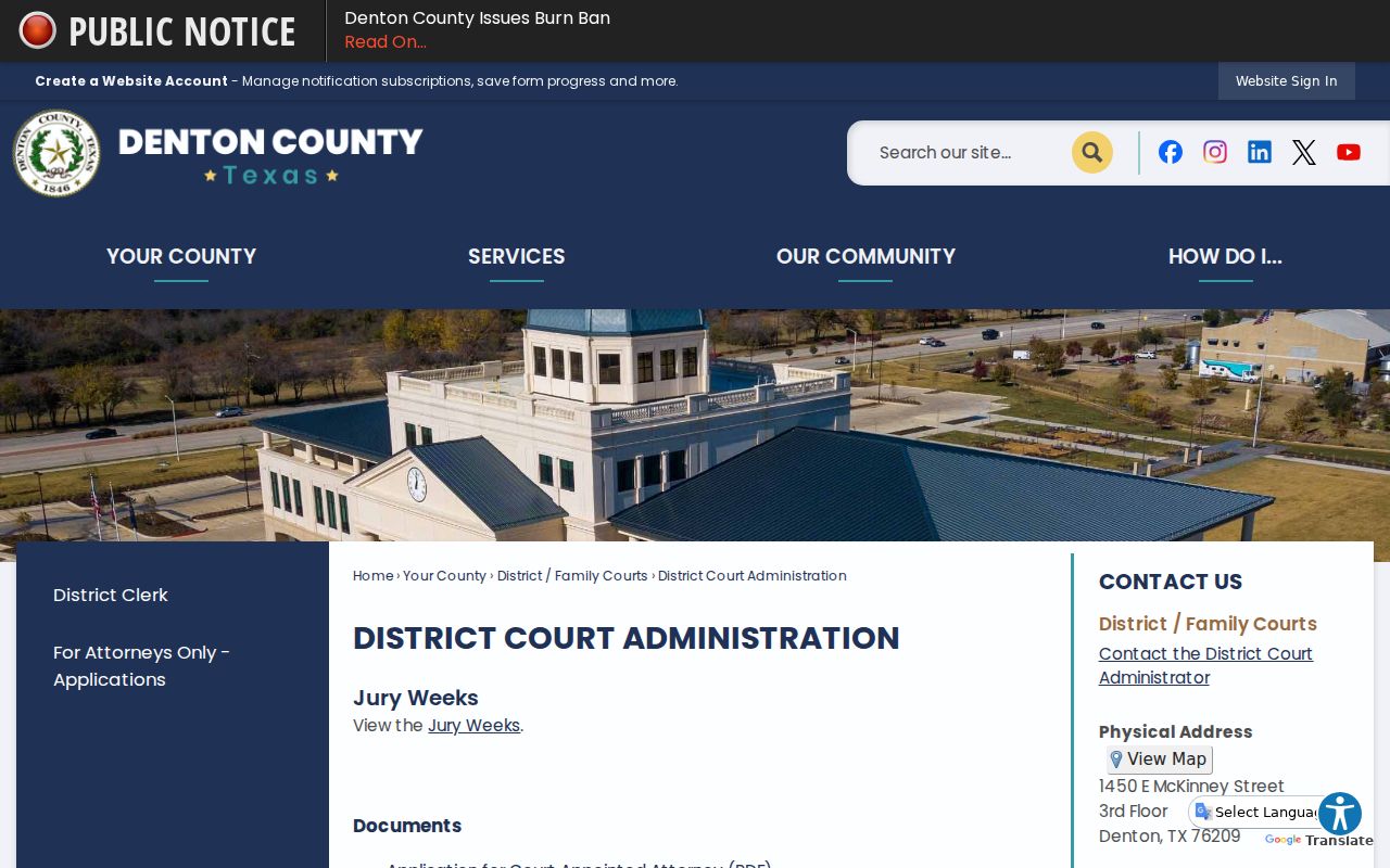 Denton County arrest warrant records routed through District Court Administration